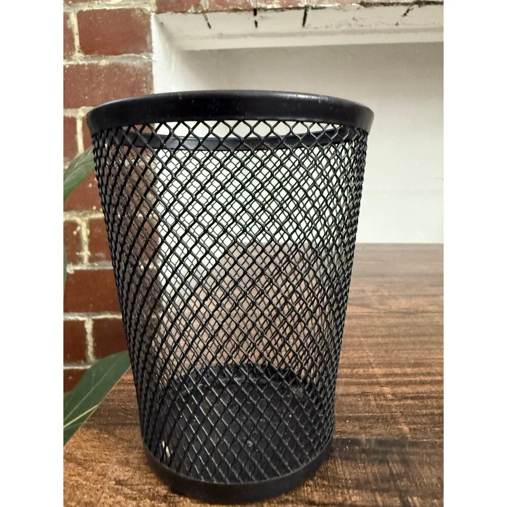 Small wire metal pencil cup holder